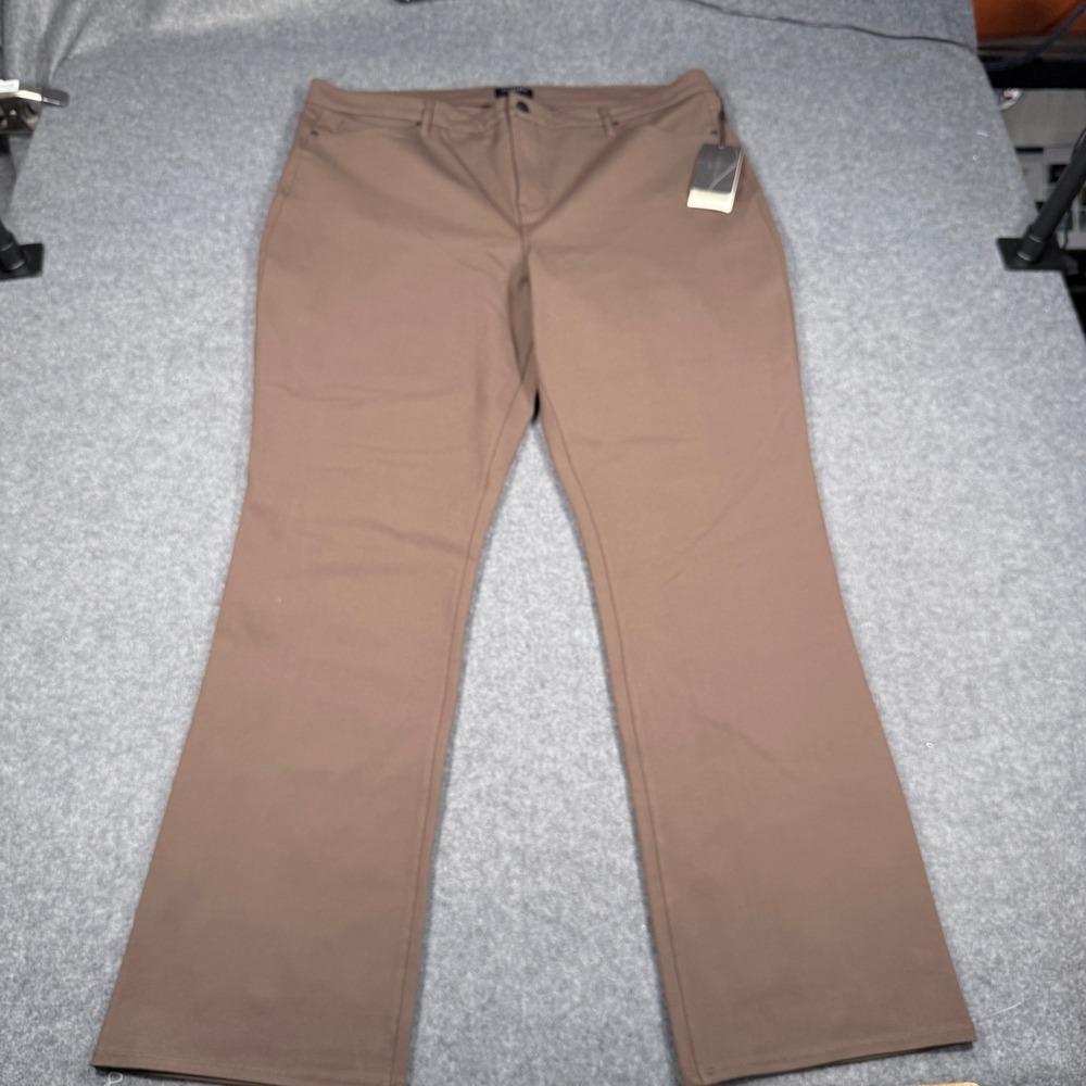 NYDJ Sculpt-Her Marilyn Straight Leg Pants Coffee Bean Brown 18W WCPPMS2299 NEW